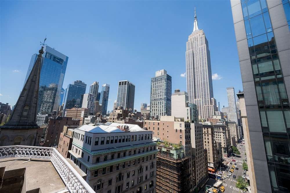 Daytime view from the Terrace across Fifth Avenue to the Empire State Building