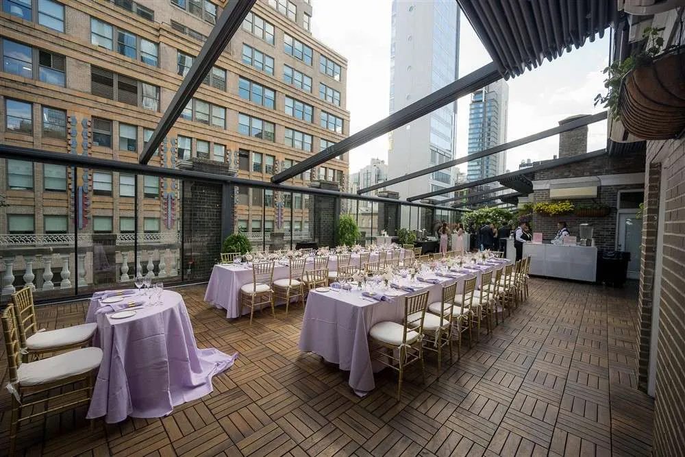 Dinner tables set on the open Terrace